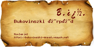 Bukovinszki Árpád névjegykártya