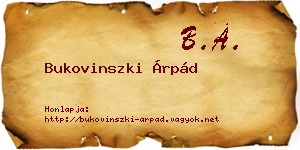 Bukovinszki Árpád névjegykártya