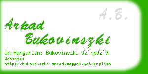 arpad bukovinszki business card